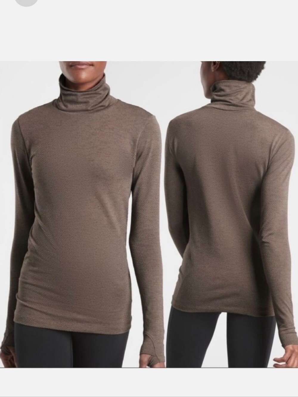 NWOT Athleta Flurry Blizzard Shine Turtleneck Coffee House Thumbholes S